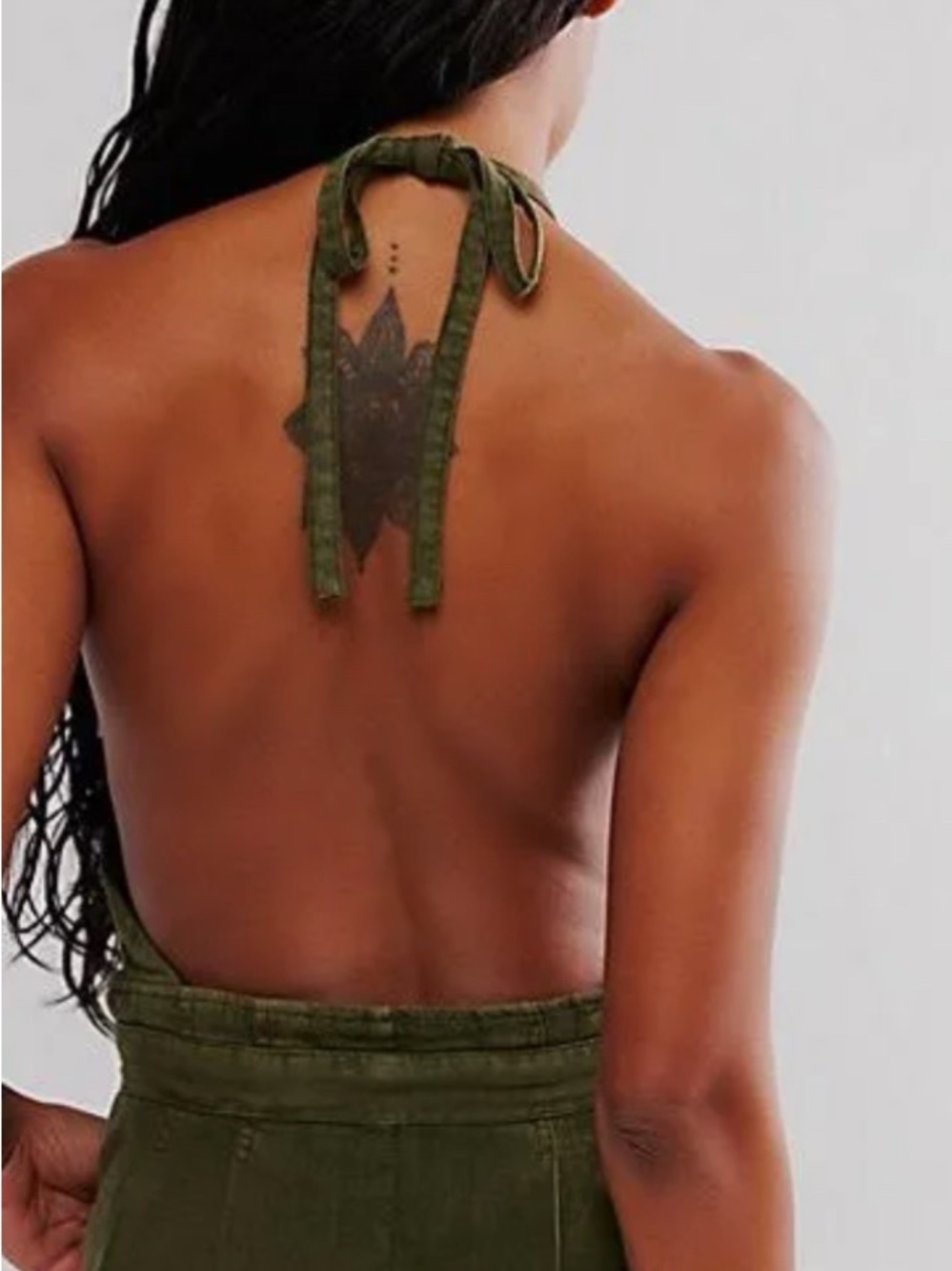 NWT Free People Olive Halter Button-Front Linen Jumpsuit XS - Picture 2 of 6